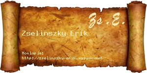 Zselinszky Erik névjegykártya